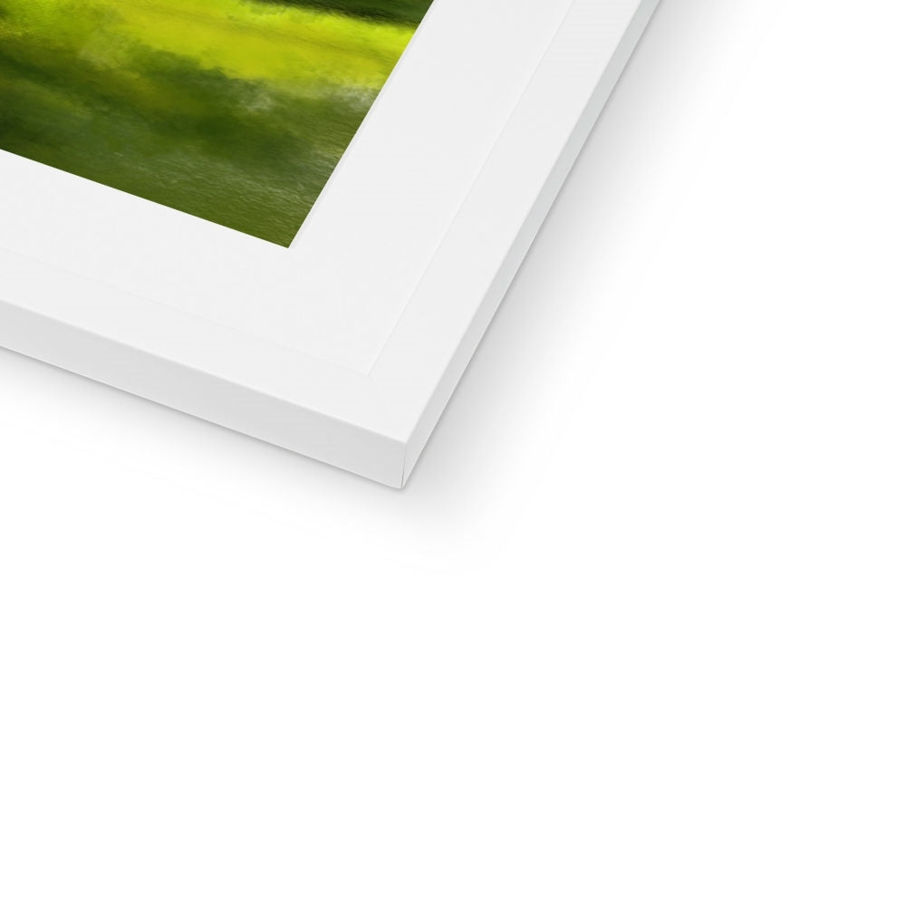 White matte frame with Dirleton Castle and Gardens green landscape print