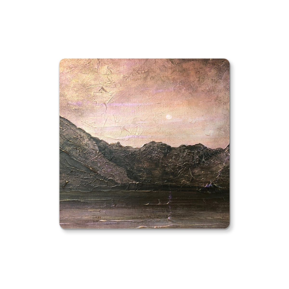 Dubh Ridge Moonlight Coaster: Textured Impressionistic Mountain Landscape