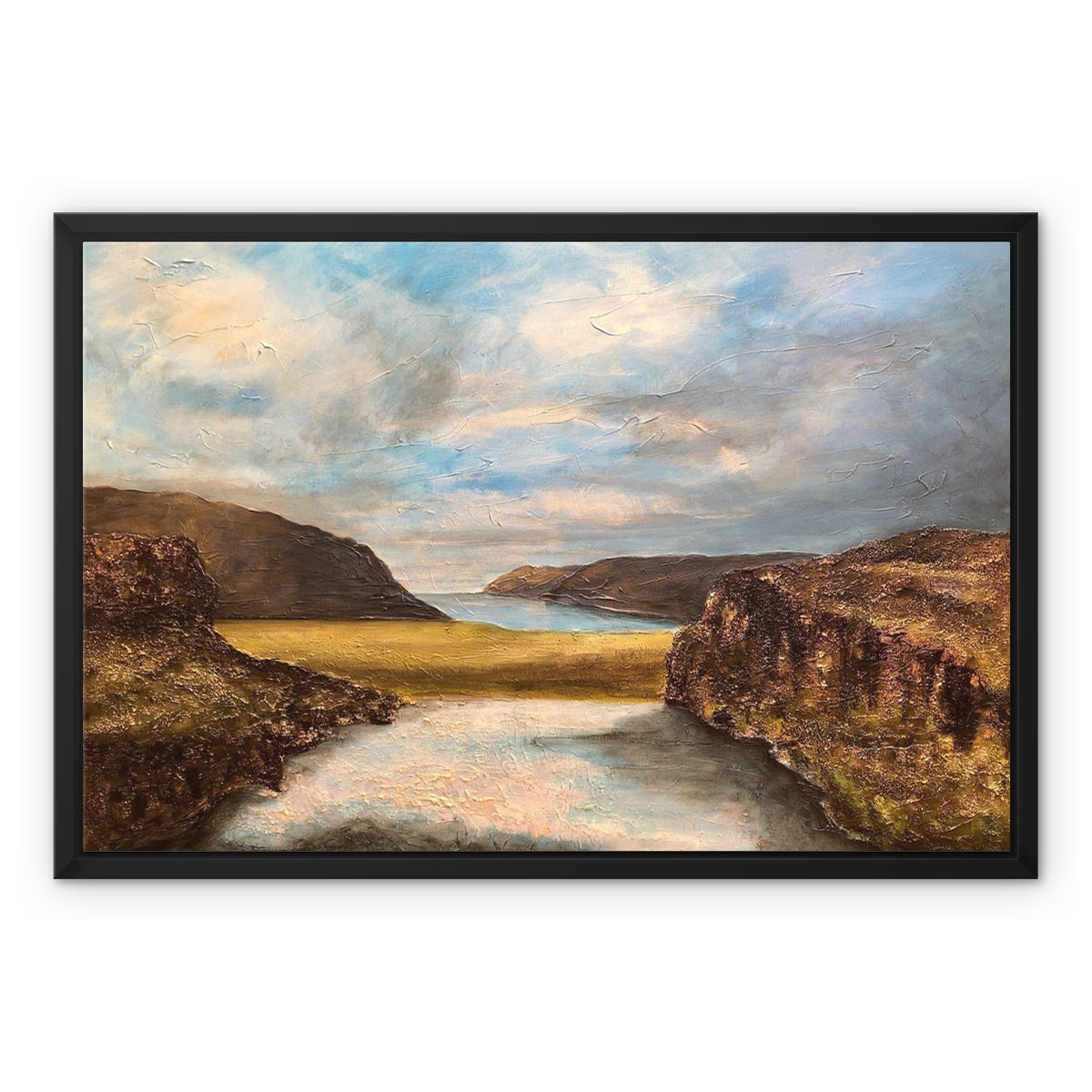 Westfjords Iceland Painting | Framed Canvas From Scotland-Floating Framed Canvas Prints-World Art Gallery-24"x18"-Black Frame-Paintings, Prints, Homeware, Art Gifts From Scotland By Scottish Artist Kevin Hunter