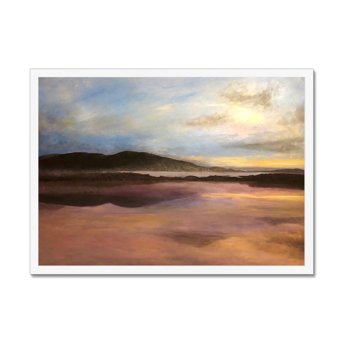 Loch Garten Painting | Framed Prints From Scotland-Framed Prints-Scottish Lochs & Mountains Art Gallery-A2 Landscape-White Frame-Paintings, Prints, Homeware, Art Gifts From Scotland By Scottish Artist Kevin Hunter
