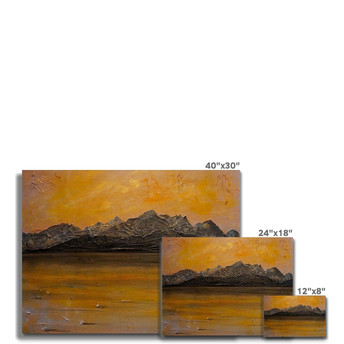 Cuillin Sunset Skye Painting | Canvas From Scotland-Contemporary Stretched Canvas Prints-Skye Art Gallery-Paintings, Prints, Homeware, Art Gifts From Scotland By Scottish Artist Kevin Hunter