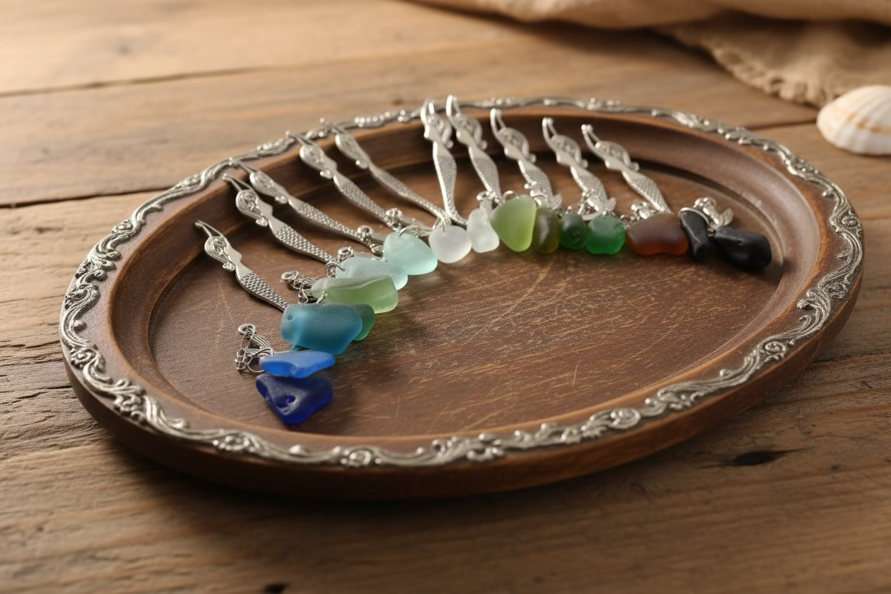 Scottish Seaglass Silver Bookmark - Mermaid Tails