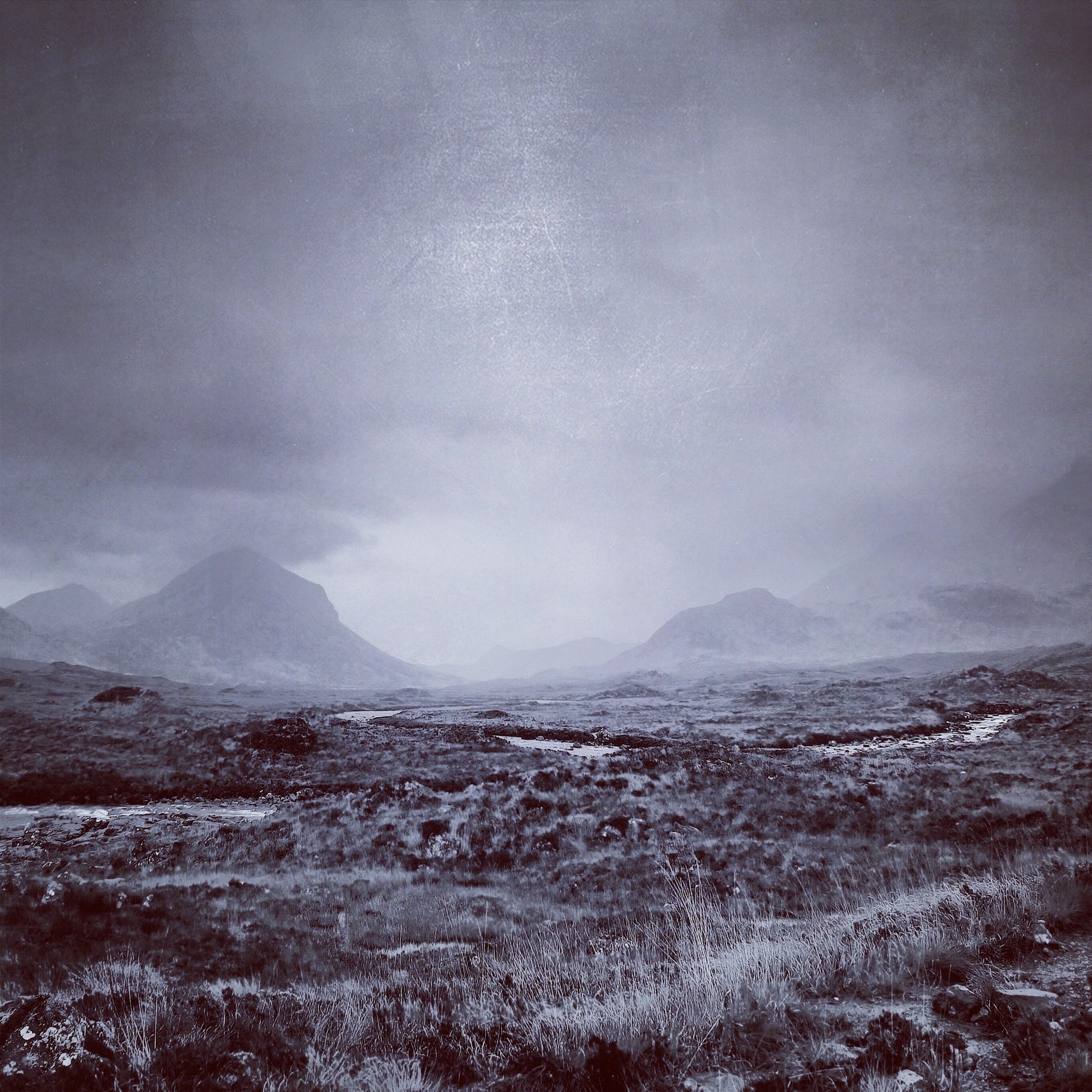 The Brooding Cuillin Skye 50x50 inch Stretched Canvas Statement Wall Art-Statement Wall Art-Skye Art Gallery-Paintings, Prints, Homeware, Art Gifts From Scotland By Scottish Artist Kevin Hunter