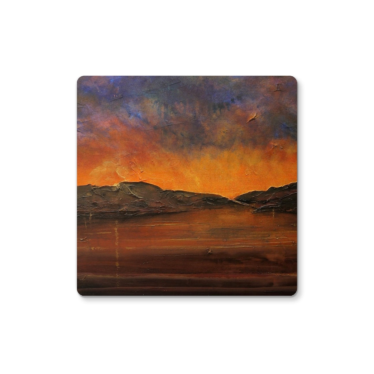 A Brooding Clyde Dusk Art Gifts Coaster-Coasters-River Clyde Art Gallery-2 Coasters-Paintings, Prints, Homeware, Art Gifts From Scotland By Scottish Artist Kevin Hunter