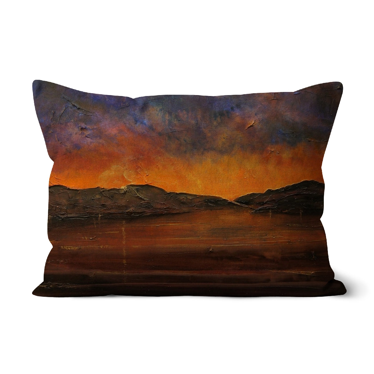A Brooding Clyde Dusk Art Gifts Cushion-Cushions-River Clyde Art Gallery-Linen-19"x13"-Paintings, Prints, Homeware, Art Gifts From Scotland By Scottish Artist Kevin Hunter