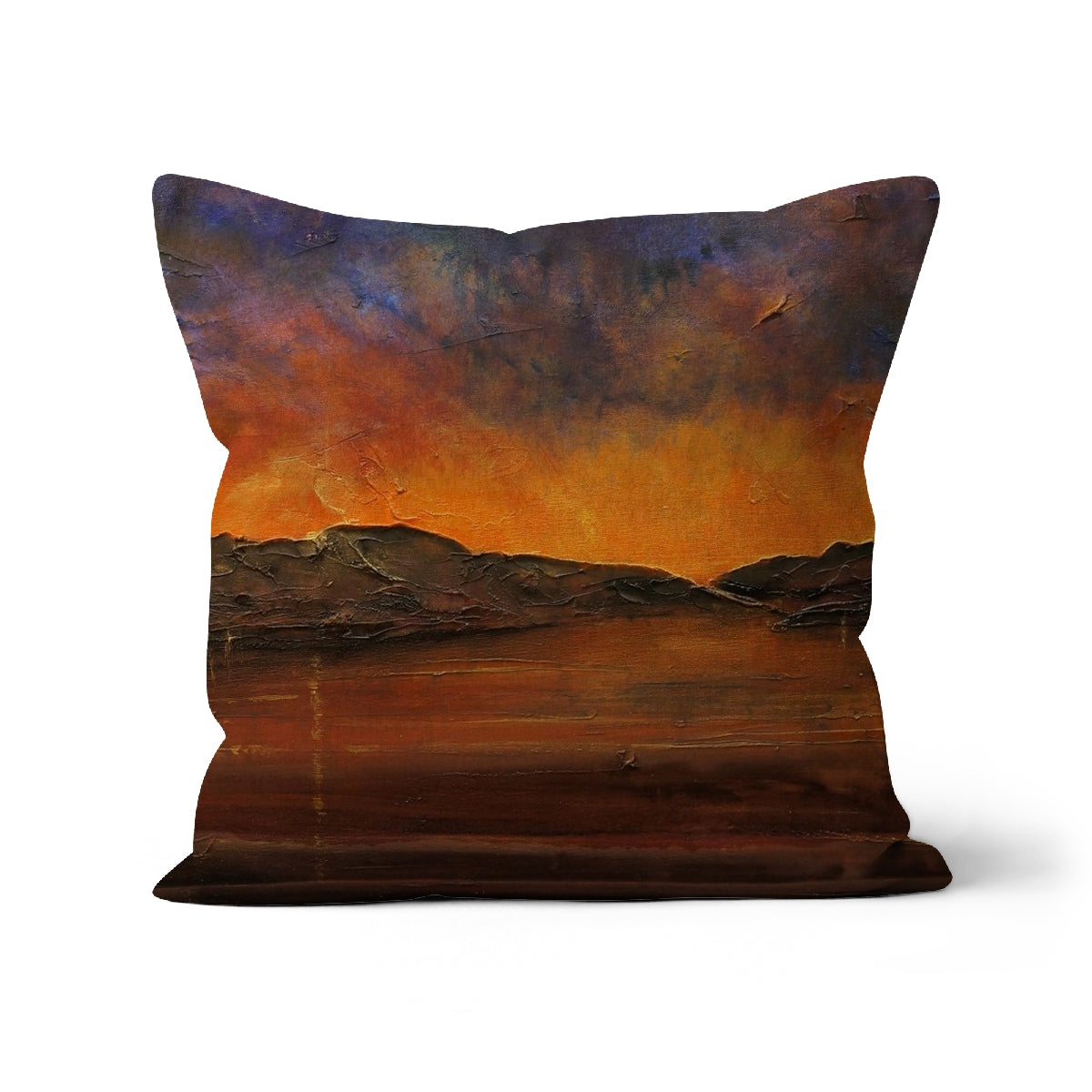 A Brooding Clyde Dusk Art Gifts Cushion-Cushions-River Clyde Art Gallery-Canvas-12"x12"-Paintings, Prints, Homeware, Art Gifts From Scotland By Scottish Artist Kevin Hunter