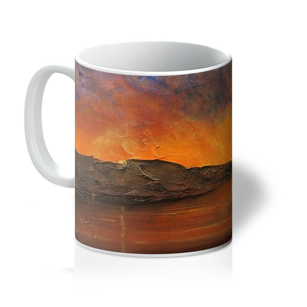 A Brooding Clyde Dusk Art Gifts Mug-Mugs-River Clyde Art Gallery-11oz-White-Paintings, Prints, Homeware, Art Gifts From Scotland By Scottish Artist Kevin Hunter