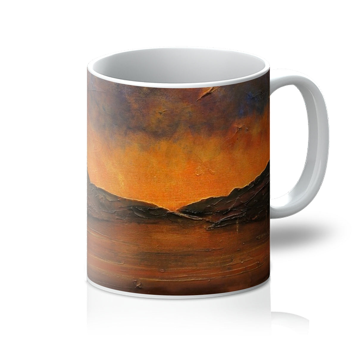 A Brooding Clyde Dusk Art Gifts Mug-Homeware-River Clyde Art Gallery-11oz-White-Paintings, Prints, Homeware, Art Gifts From Scotland By Scottish Artist Kevin Hunter