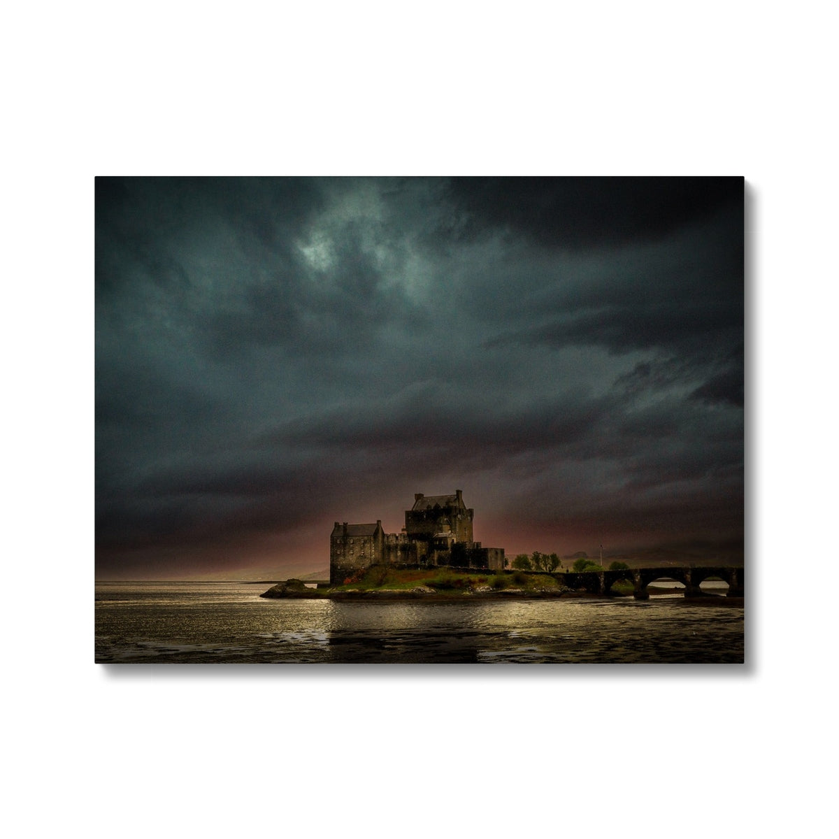 A Brooding Eilean Donan Castle Canvas | Historic & Iconic Scotland Art Gallery | Paintings, Prints, Homeware and Art Gifts From Scotland By Scottish Artist Kevin Hunter