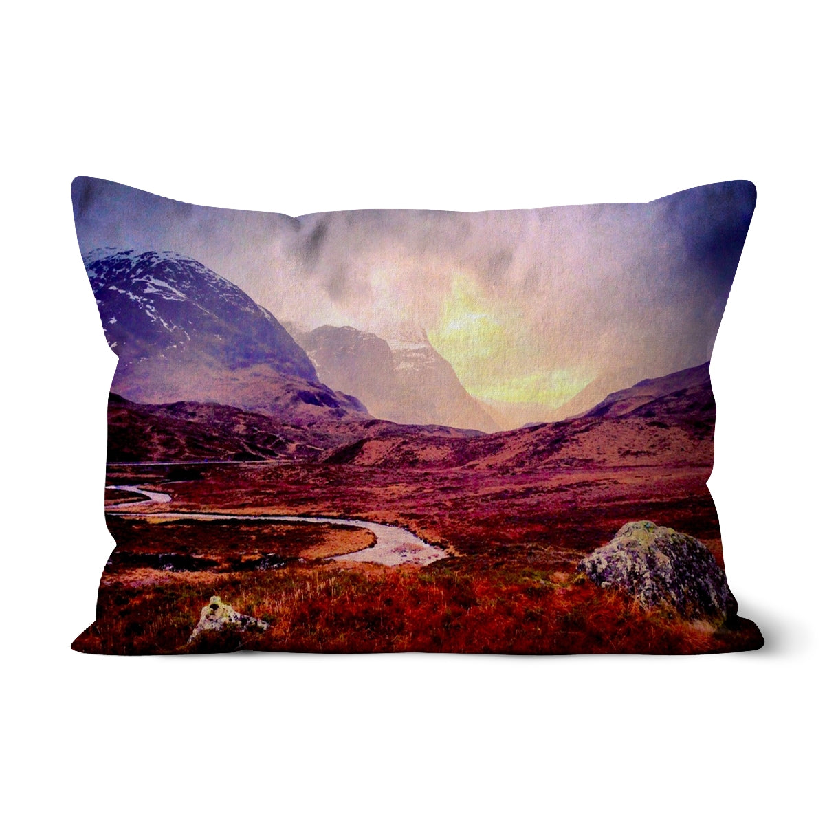 A Brooding Glencoe Art Gifts Cushion-Cushions-Glencoe Art Gallery-Faux Suede-19"x13"-Paintings, Prints, Homeware, Art Gifts From Scotland By Scottish Artist Kevin Hunter