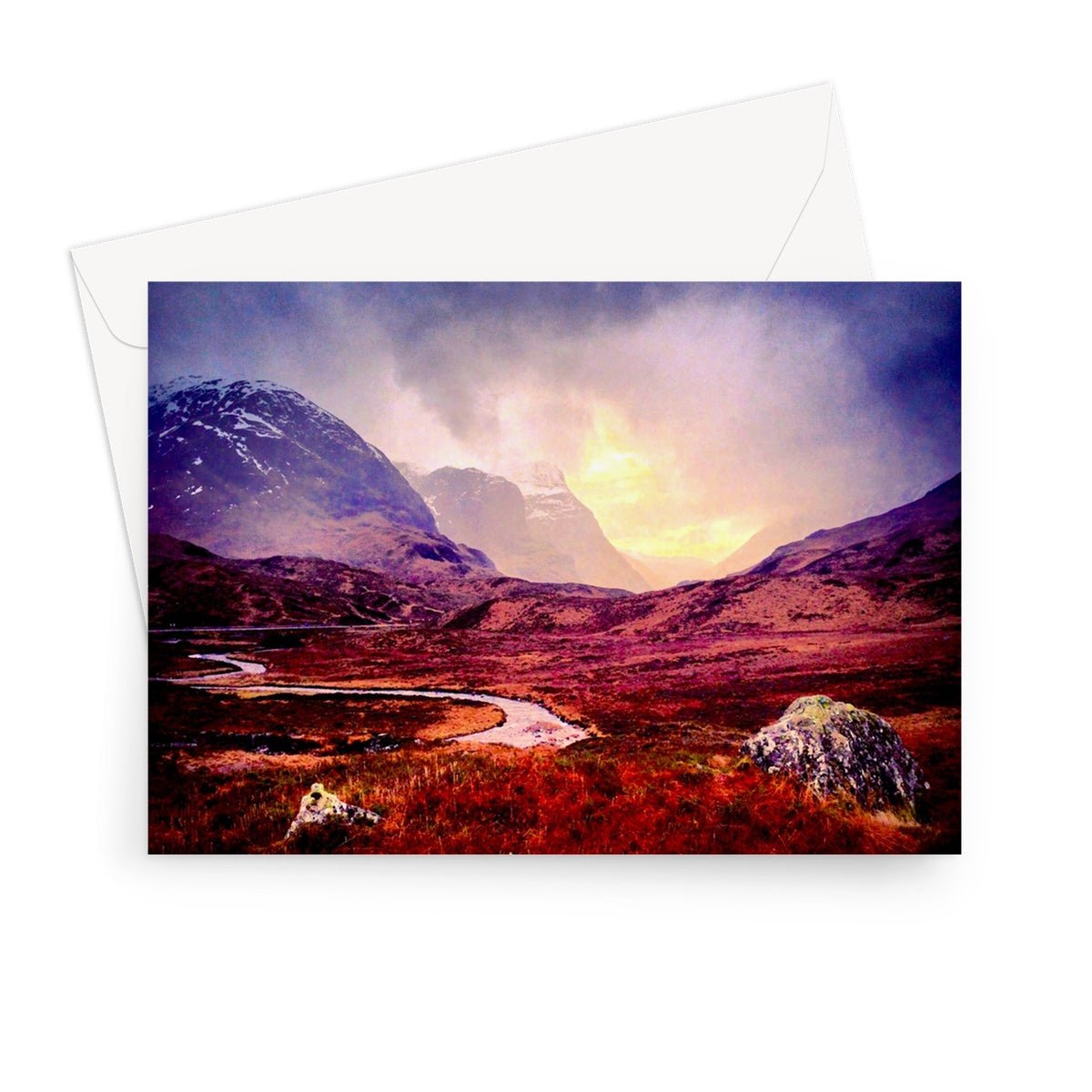 A Brooding Glencoe Art Gifts Greeting Card-Greetings Cards-Glencoe Art Gallery-7"x5"-1 Card-Paintings, Prints, Homeware, Art Gifts From Scotland By Scottish Artist Kevin Hunter