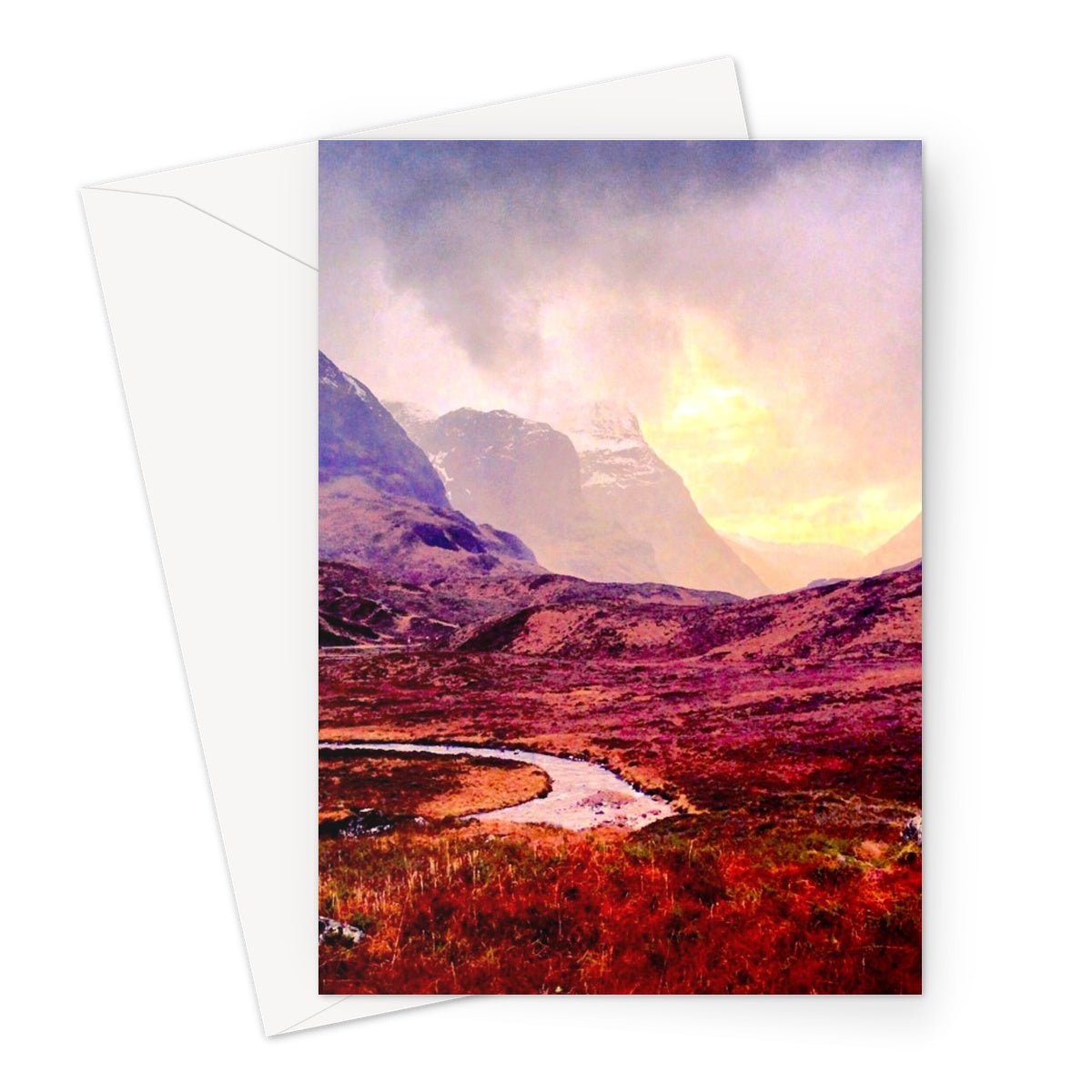 A Brooding Glencoe Art Gifts Greeting Card-Greetings Cards-Glencoe Art Gallery-A5 Portrait-1 Card-Paintings, Prints, Homeware, Art Gifts From Scotland By Scottish Artist Kevin Hunter