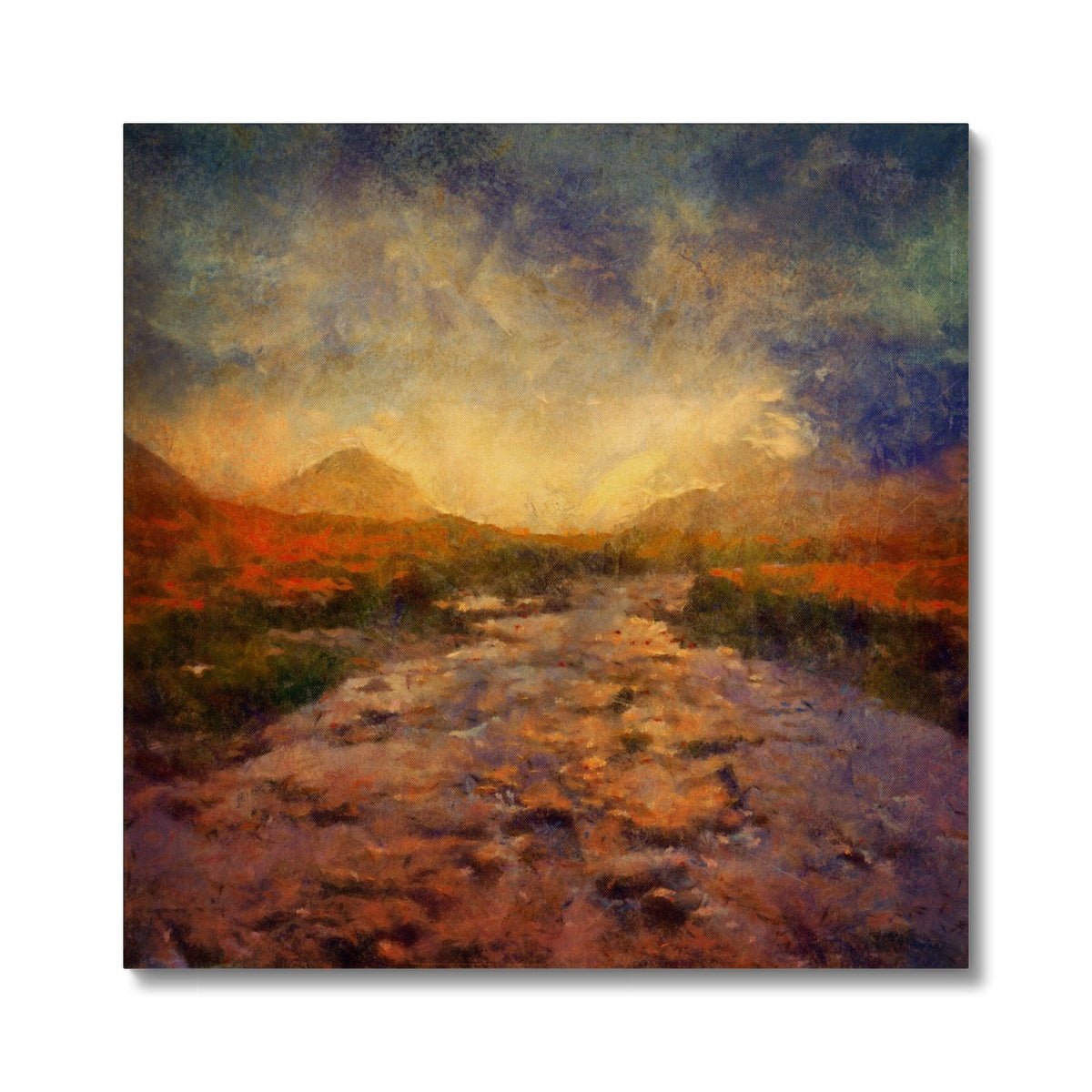 A Brooding Sligachan Skye Painting | Canvas From Scotland-Contemporary Stretched Canvas Prints-Skye Art Gallery-24"x24"-Paintings, Prints, Homeware, Art Gifts From Scotland By Scottish Artist Kevin Hunter