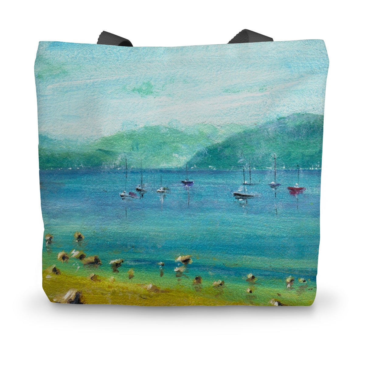 A Clyde Summer Day Art Gifts Canvas Tote Bag-Bags-River Clyde Art Gallery-14"x18.5"-Paintings, Prints, Homeware, Art Gifts From Scotland By Scottish Artist Kevin Hunter