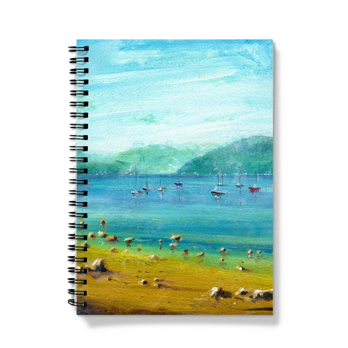 A Clyde Summer Day Art Gifts Notebook-Journals & Notebooks-River Clyde Art Gallery-A5-Graph-Paintings, Prints, Homeware, Art Gifts From Scotland By Scottish Artist Kevin Hunter