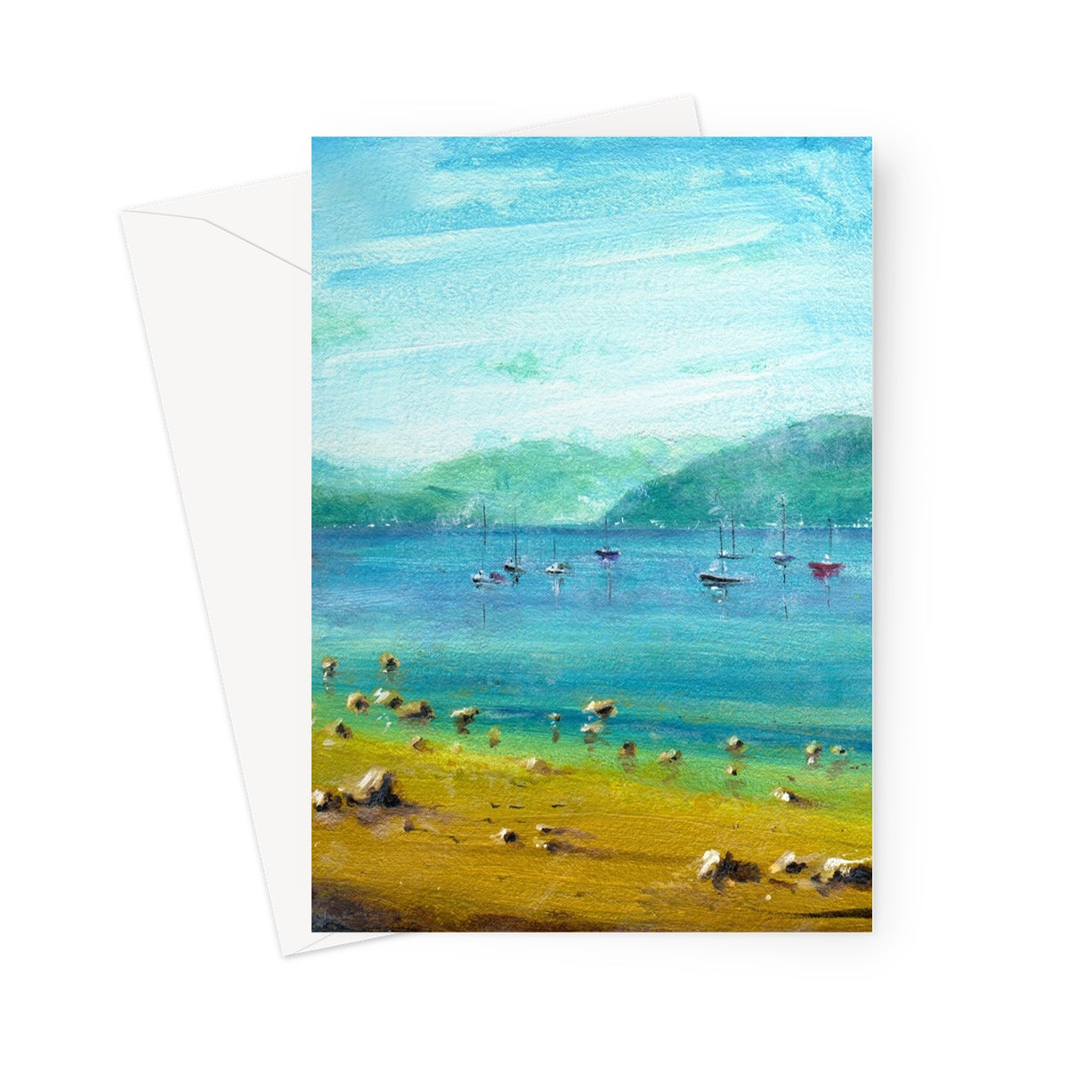 A Clyde Summer Day Scottish Art Gifts Greeting Card | River Clyde Art Gallery | Paintings, Prints, Homeware and Art Gifts From Scotland By Scottish Artist Kevin Hunter