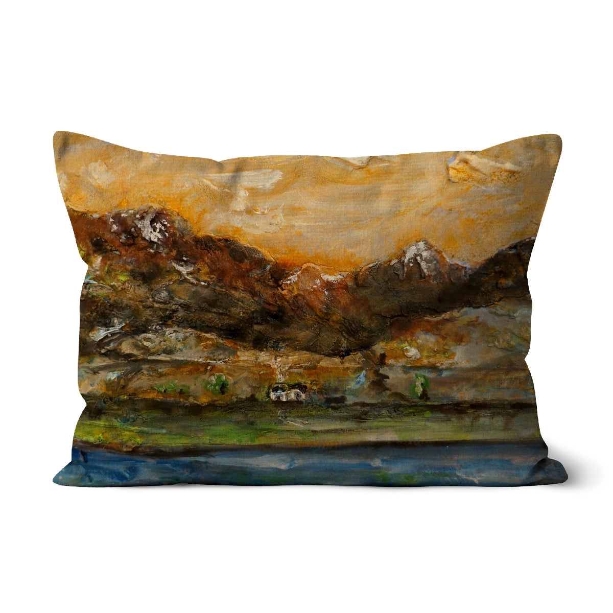 A Glencoe Cottage Art Gifts Cushion-Cushions-Glencoe Art Gallery-Linen-19"x13"-Paintings, Prints, Homeware, Art Gifts From Scotland By Scottish Artist Kevin Hunter