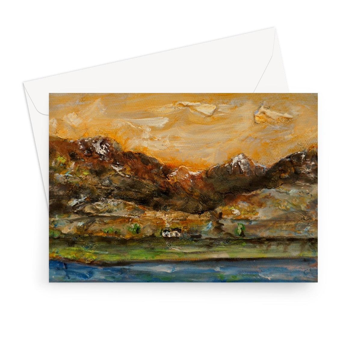 A Glencoe Cottage Art Gifts Greeting Card-Greetings Cards-Glencoe Art Gallery-7"x5"-1 Card-Paintings, Prints, Homeware, Art Gifts From Scotland By Scottish Artist Kevin Hunter