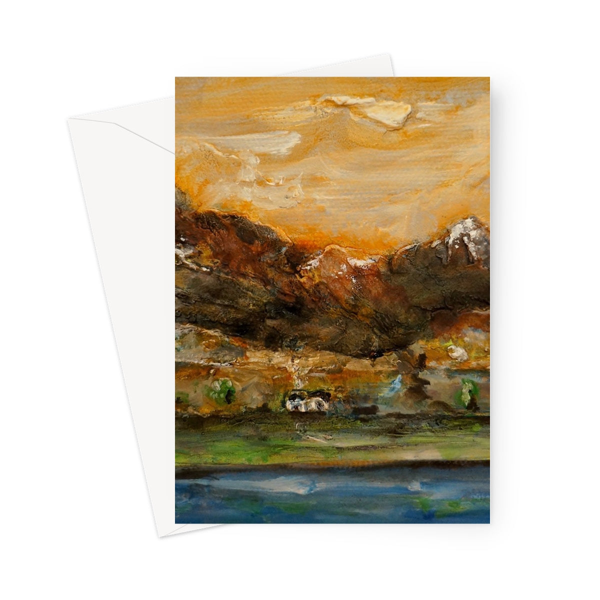 A Glencoe Cottage Art Gifts Greeting Card-Greetings Cards-Glencoe Art Gallery-5"x7"-1 Card-Paintings, Prints, Homeware, Art Gifts From Scotland By Scottish Artist Kevin Hunter