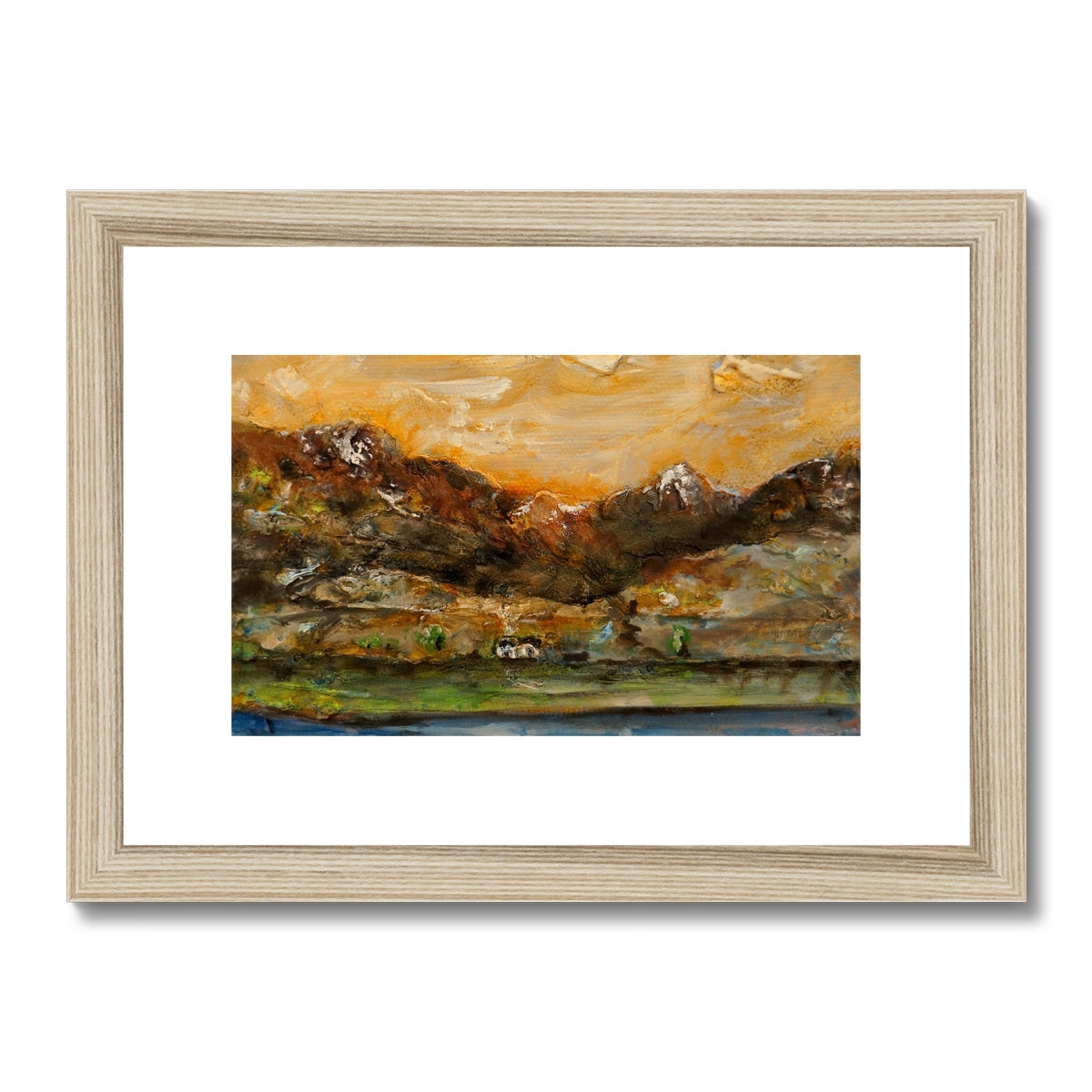 A Glencoe Cottage Painting | Framed & Mounted Prints From Scotland-Framed & Mounted Prints-Glencoe Art Gallery-A4 Landscape-Natural Frame-Paintings, Prints, Homeware, Art Gifts From Scotland By Scottish Artist Kevin Hunter