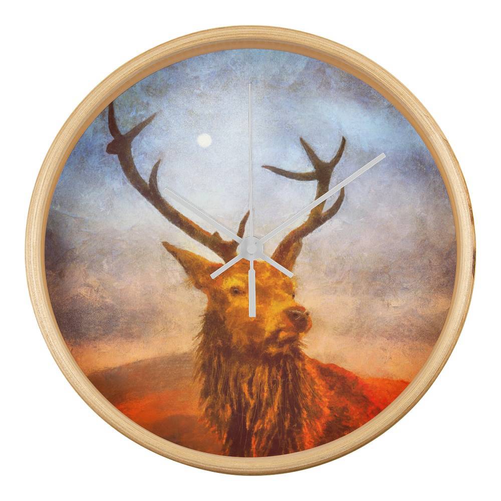 A Moonlight Highland Stag | Wall Art Clock | Scotland