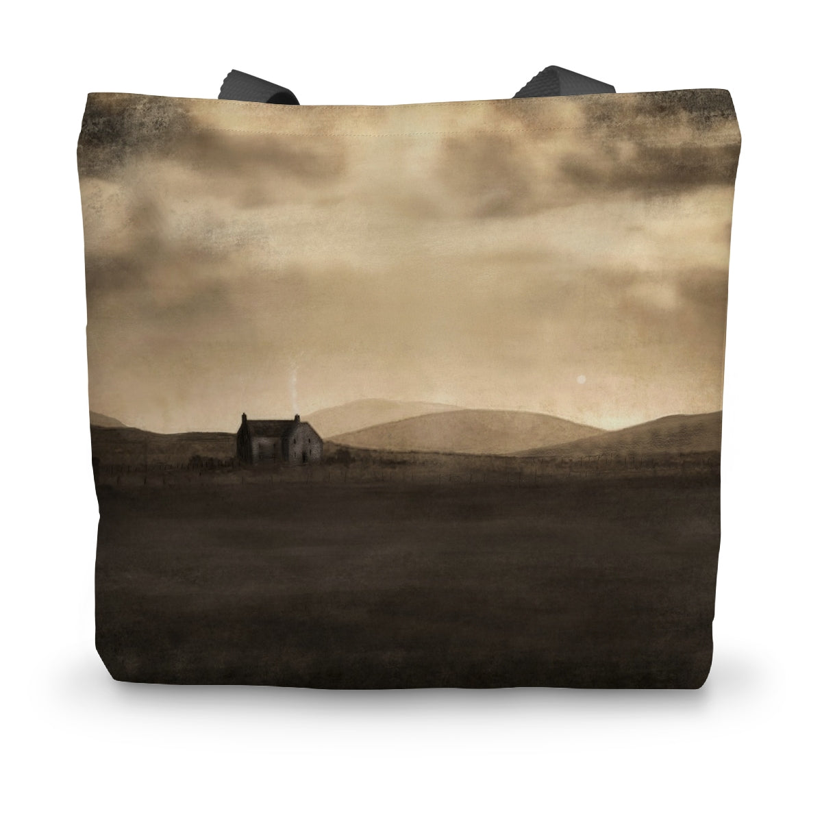A Moonlit Croft Art Gifts Canvas Tote Bag-Bags-Hebridean Islands Art Gallery-14"x18.5"-Paintings, Prints, Homeware, Art Gifts From Scotland By Scottish Artist Kevin Hunter