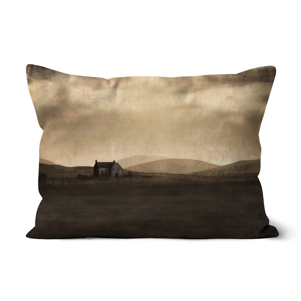 A Moonlit Croft Art Gifts Cushion-Cushions-Hebridean Islands Art Gallery-Canvas-19"x13"-Paintings, Prints, Homeware, Art Gifts From Scotland By Scottish Artist Kevin Hunter