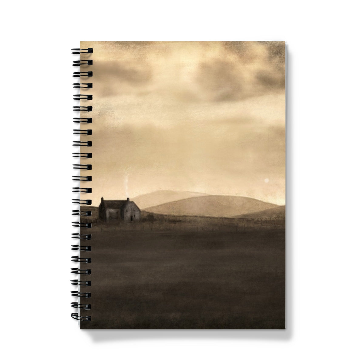 A Moonlit Croft Art Gifts Notebook-Journals & Notebooks-Hebridean Islands Art Gallery-A4-Lined-Paintings, Prints, Homeware, Art Gifts From Scotland By Scottish Artist Kevin Hunter
