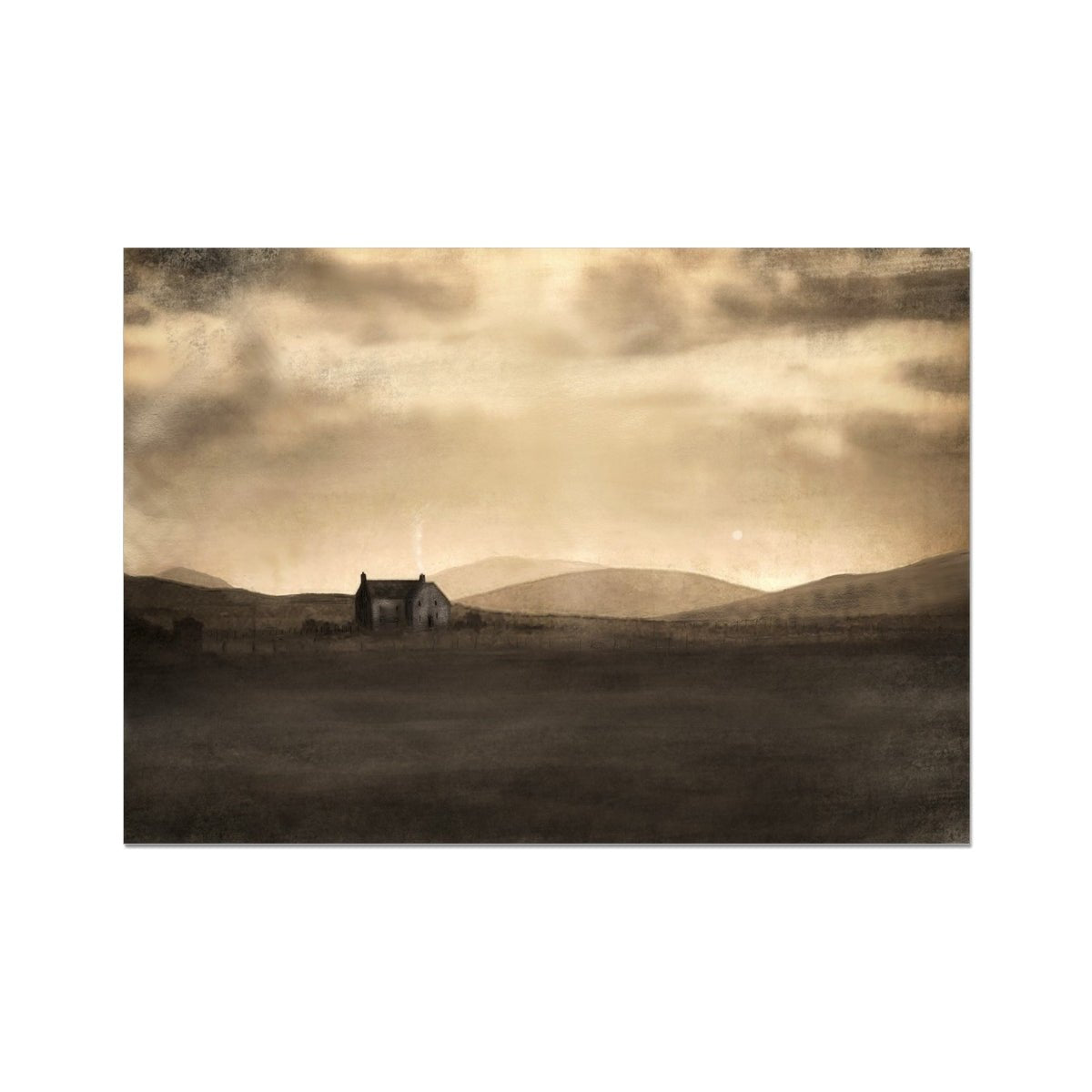 A Moonlit Croft Painting | Fine Art Prints From Scotland-Unframed Prints-Hebridean Islands Art Gallery-A2 Landscape-Paintings, Prints, Homeware, Art Gifts From Scotland By Scottish Artist Kevin Hunter