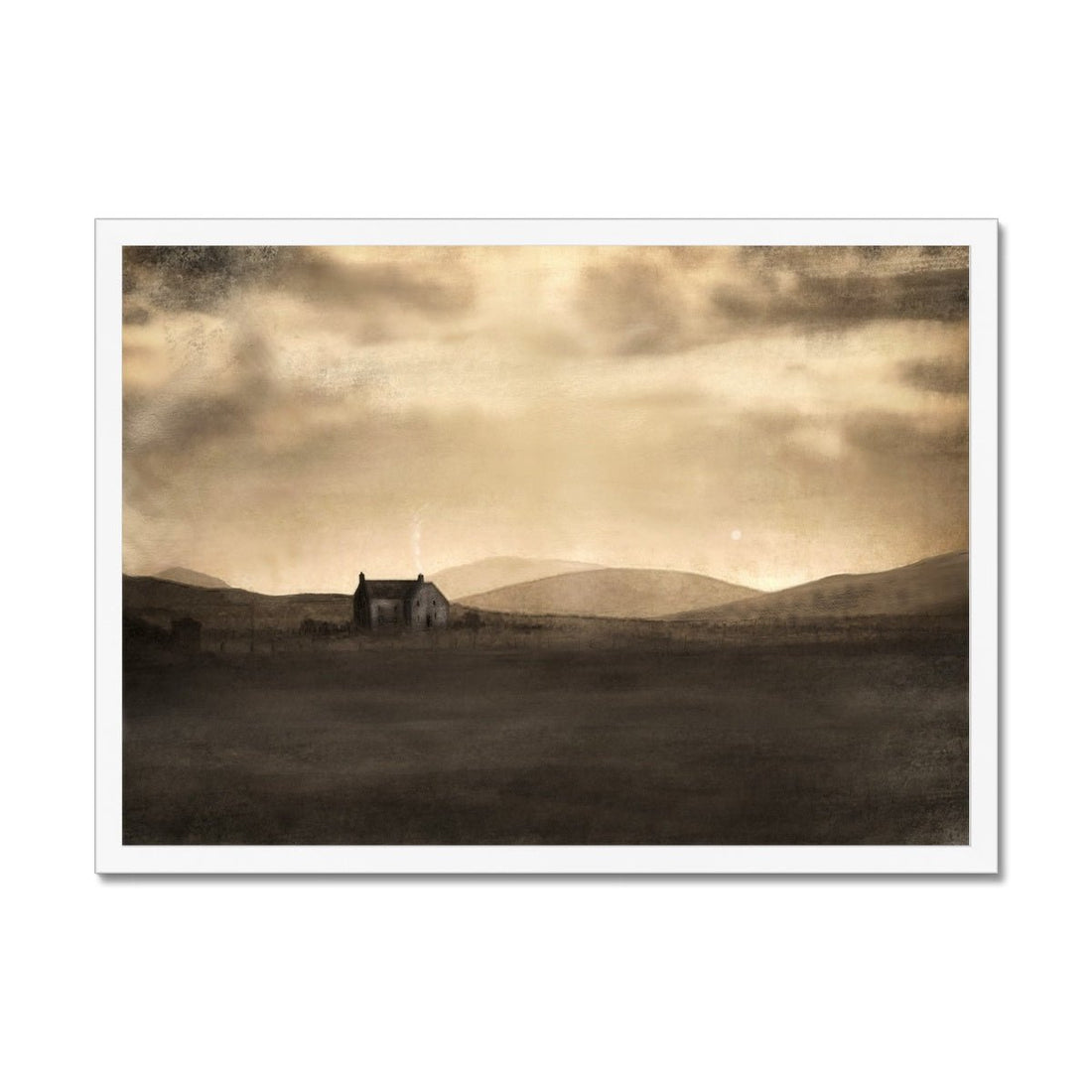 A Moonlit Croft Painting | Framed Print | Paintings from Scotland by Scottish Artist Hunter