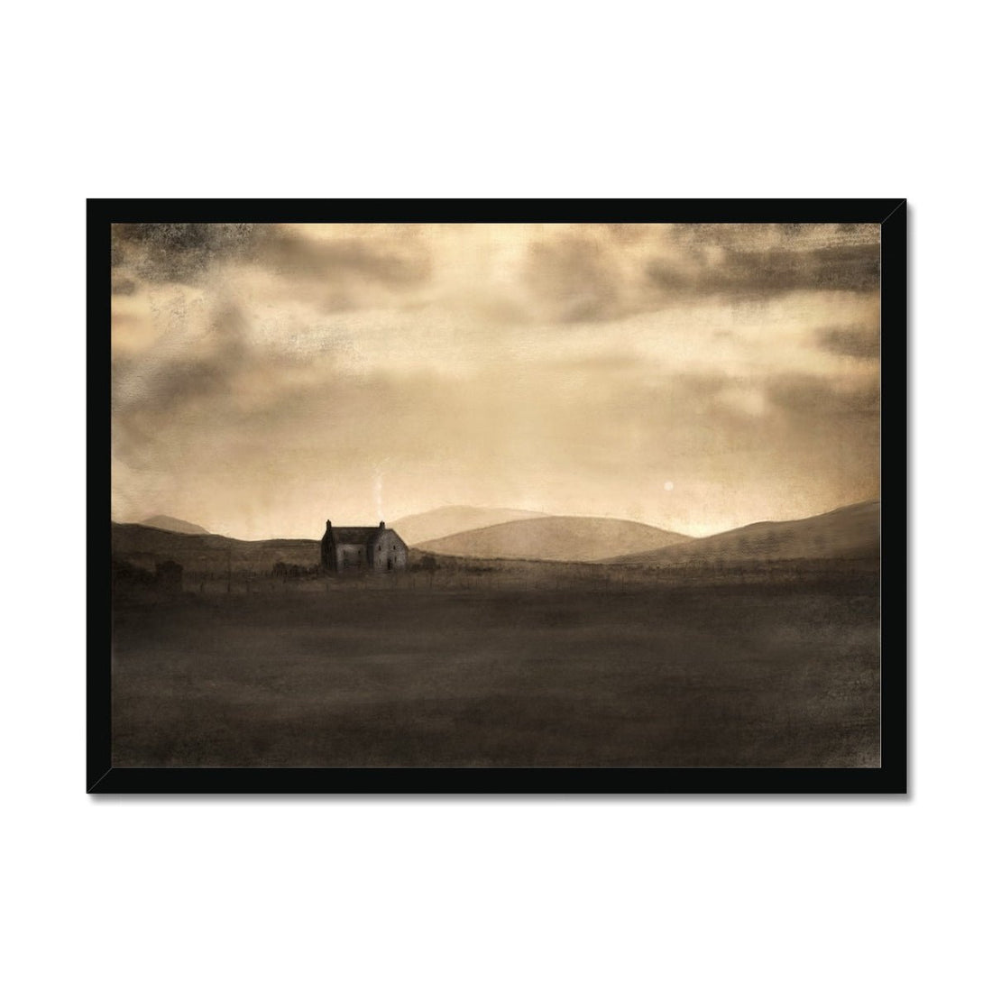 A Moonlit Croft Painting | Framed Print | Paintings from Scotland by Scottish Artist Hunter
