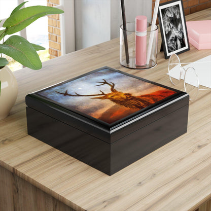 A Moonlit Highland Stag | Art Jewellery Box | Scotland