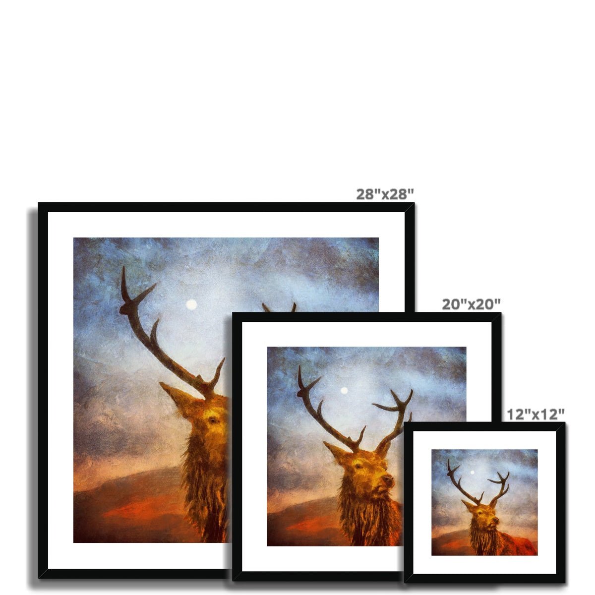 A Moonlit Highland Stag Painting | Framed & Mounted Prints From Scotland