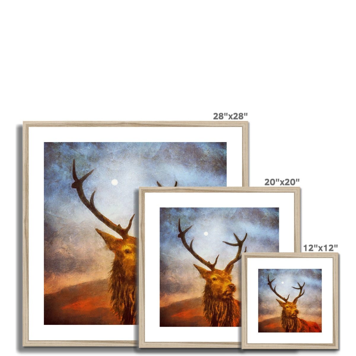 A Moonlit Highland Stag Painting | Framed & Mounted Prints From Scotland