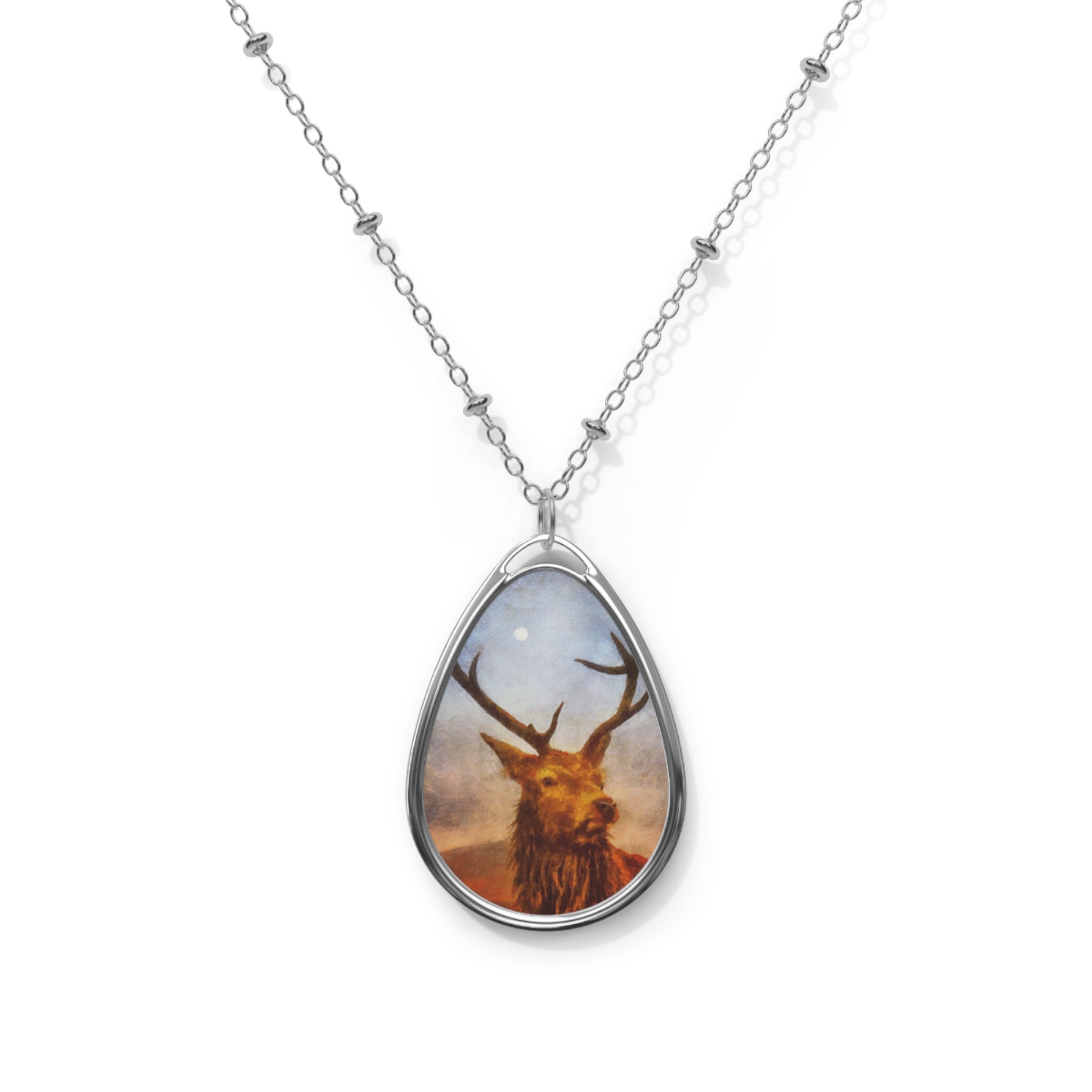 A Moonlit Highland Stag Necklace | Scottish Highlands & Lowlands Art Gallery | Paintings, Prints, Homeware and Art Gifts From Scotland By Scottish Artist Kevin Hunter