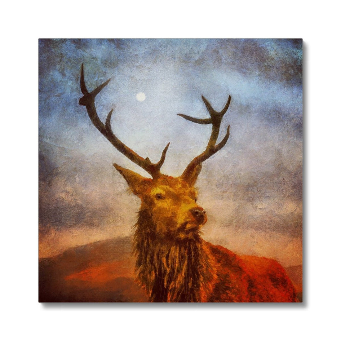 A Moonlit Highland Stag Painting | Canvas | Paintings from Scotland by Scottish Artist Hunter