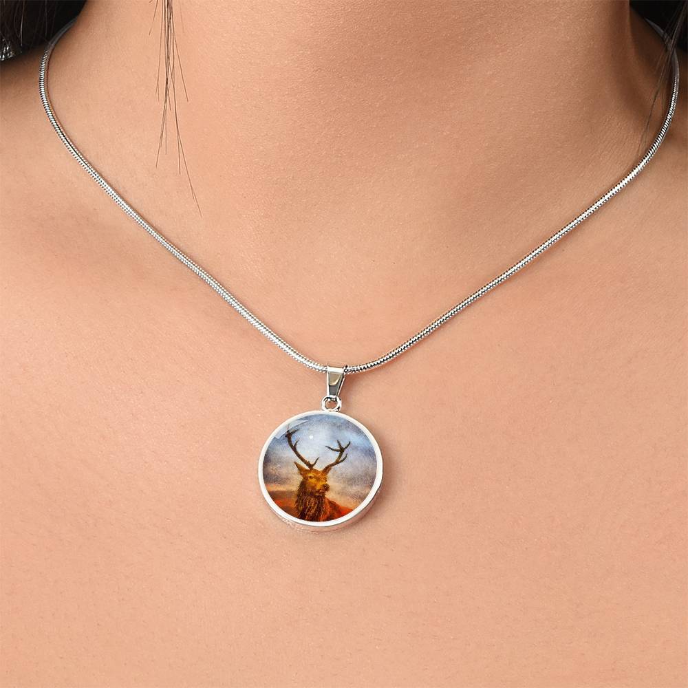 A Moonlit Highland Stag | Scottish Art Jewelry | Luxury Designer Necklace