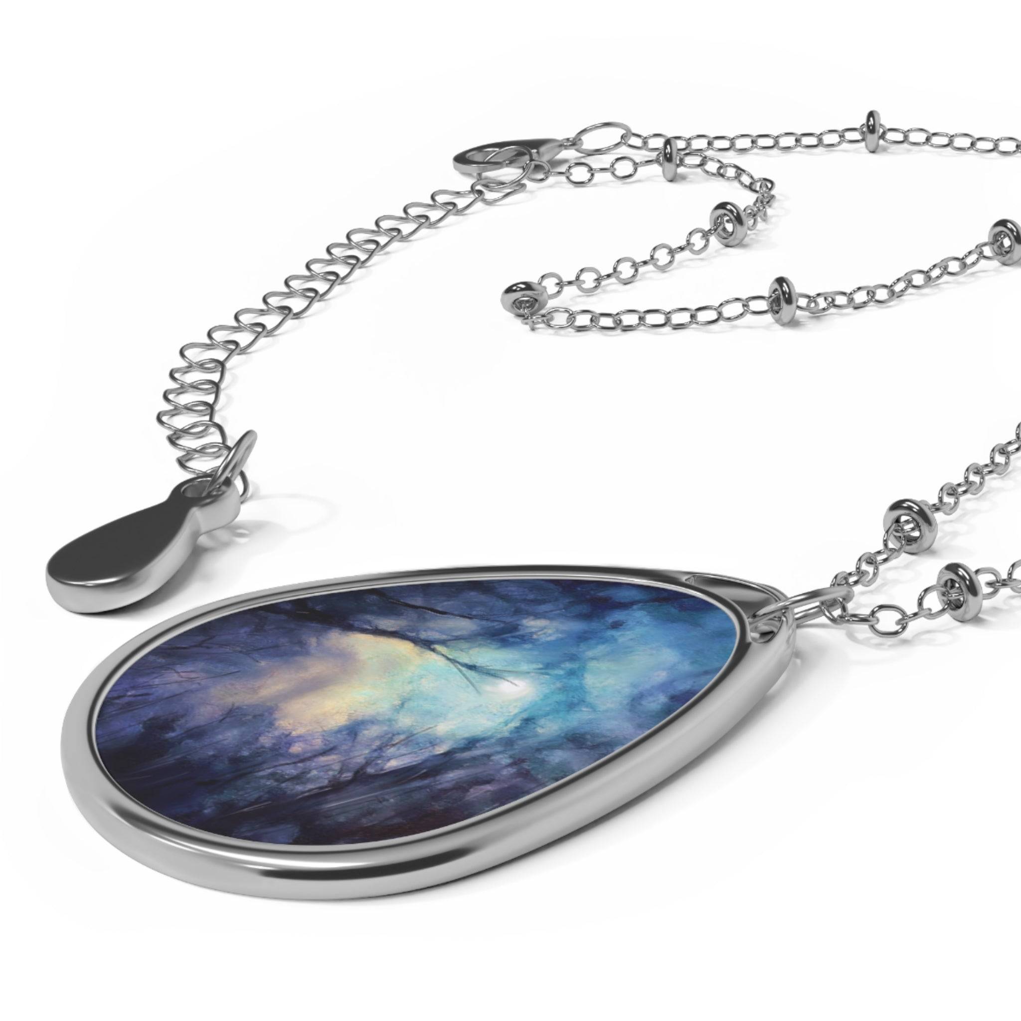 A Moonlit Highland Wood Necklace | Scottish Highlands & Lowlands Art Gallery | Paintings, Prints, Homeware and Art Gifts From Scotland By Scottish Artist Kevin Hunter