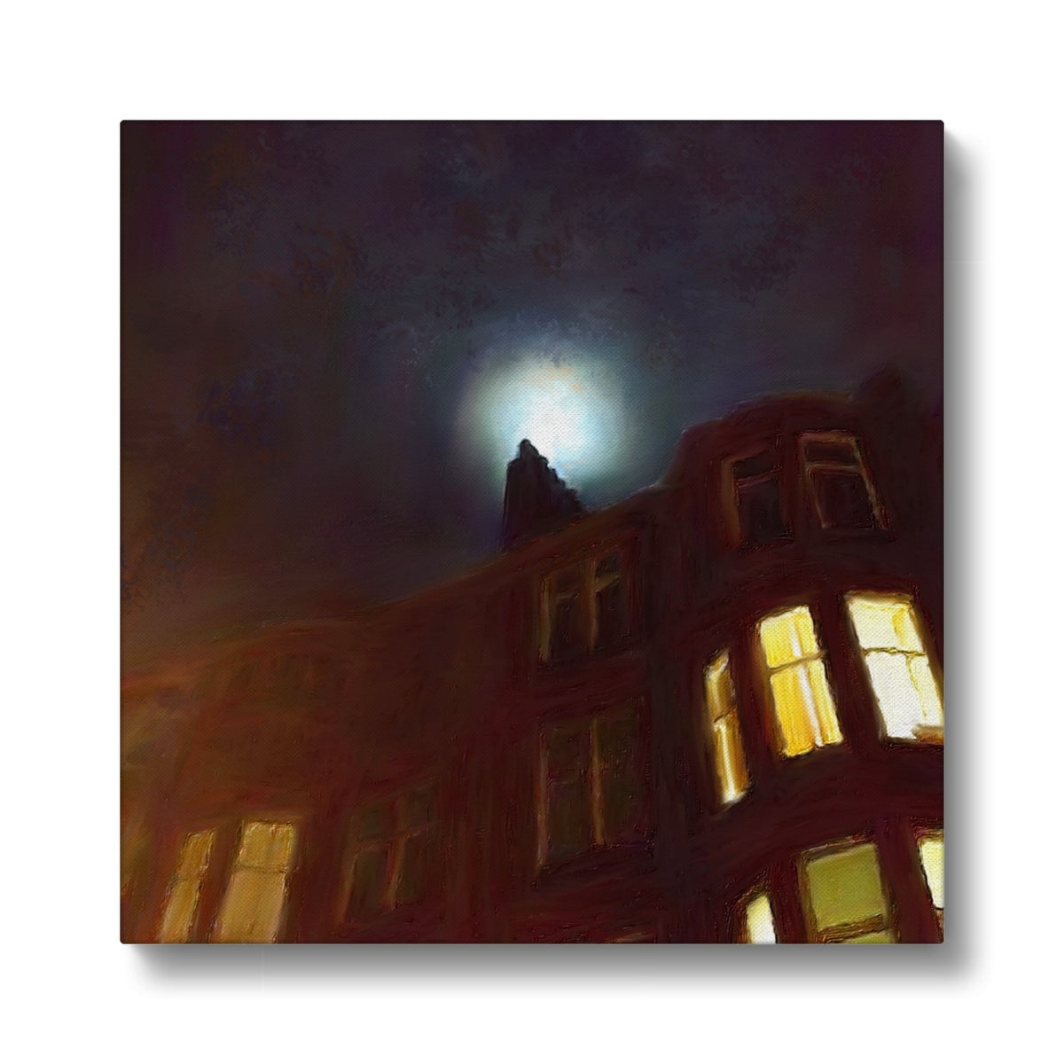 A Moonlit Tenement Art Eco Canvas from my Edinburgh & Glasgow Art Gallery Art Gallery Collection