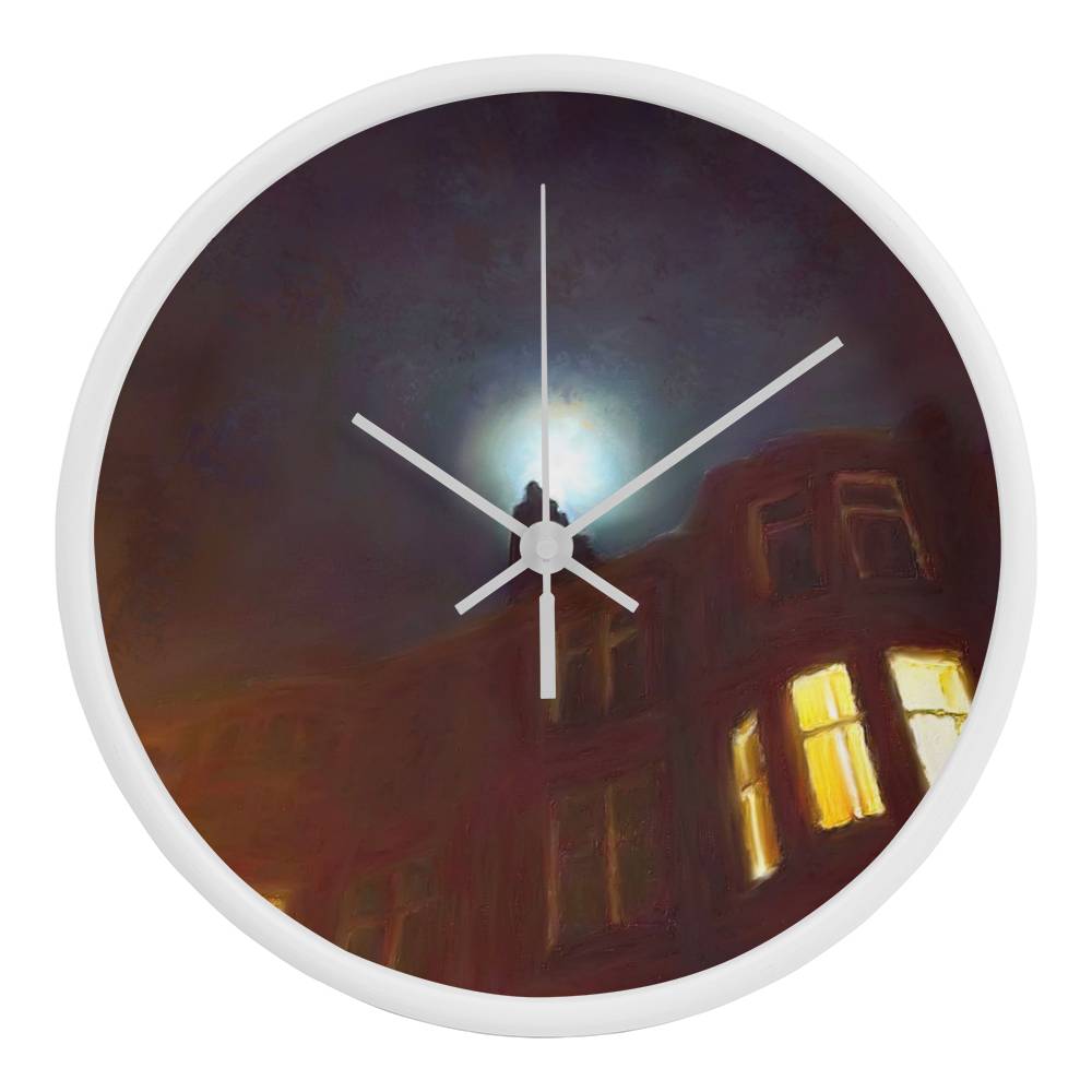 A Moonlit Tenement | Wall Art Clock | Scotland