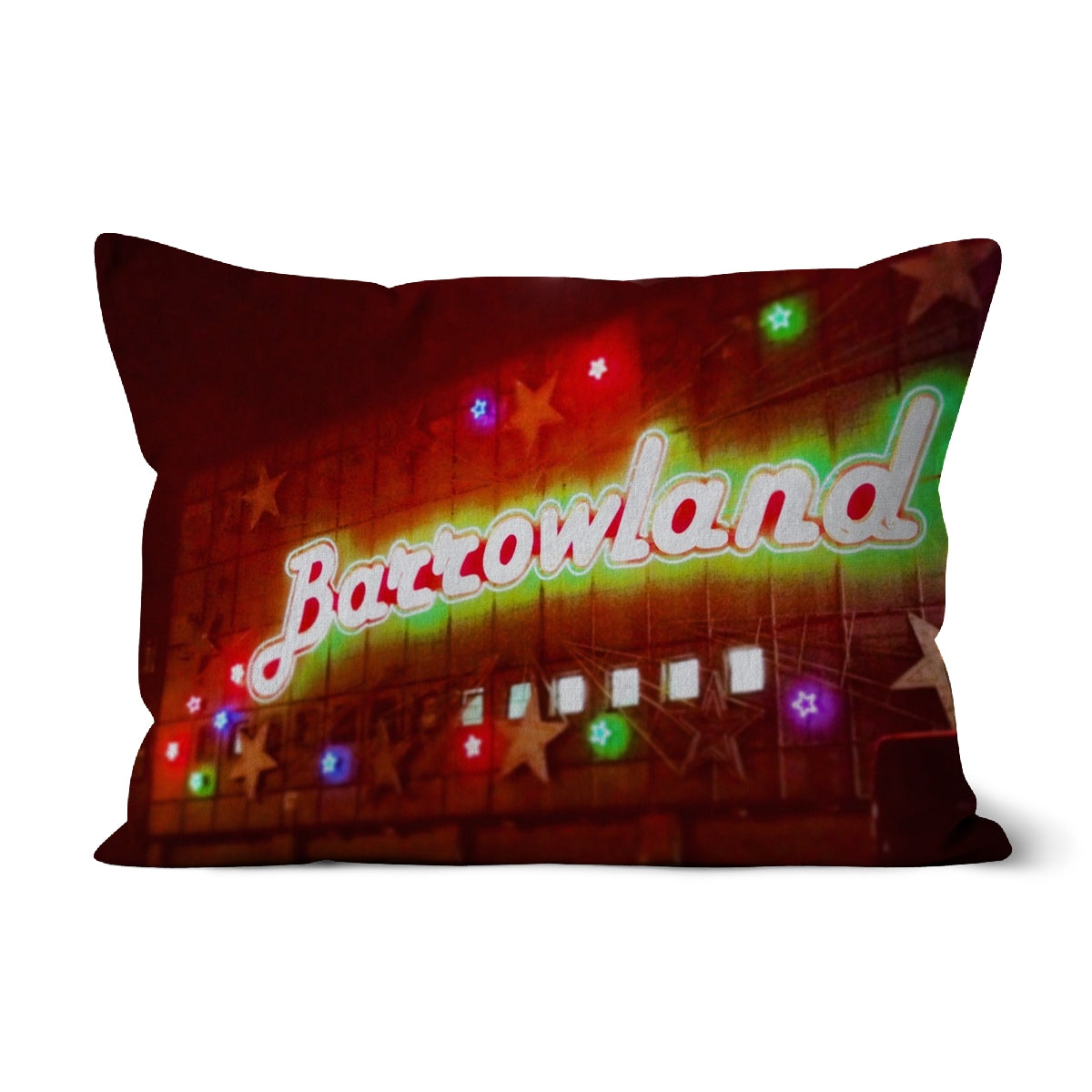 A Neon Glasgow Barrowlands Art Gifts Cushion-Cushions-Edinburgh & Glasgow Art Gallery-Faux Suede-19"x13"-Paintings, Prints, Homeware, Art Gifts From Scotland By Scottish Artist Kevin Hunter