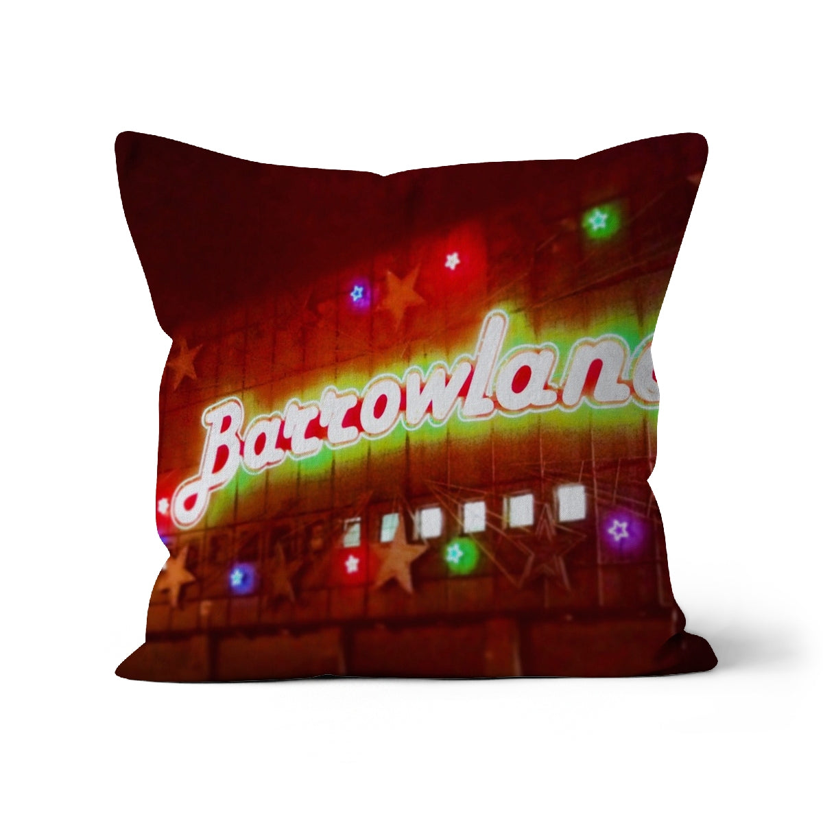 A Neon Glasgow Barrowlands Art Gifts Cushion-Cushions-Edinburgh & Glasgow Art Gallery-Faux Suede-22"x22"-Paintings, Prints, Homeware, Art Gifts From Scotland By Scottish Artist Kevin Hunter