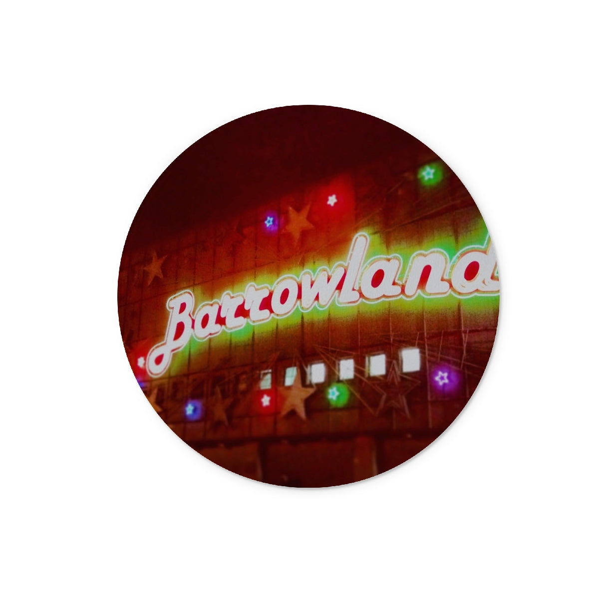 A Neon Glasgow Barrowlands Art Gifts Glass Chopping Board-Glass Chopping Boards-Edinburgh & Glasgow Art Gallery-12" Round-Paintings, Prints, Homeware, Art Gifts From Scotland By Scottish Artist Kevin Hunter