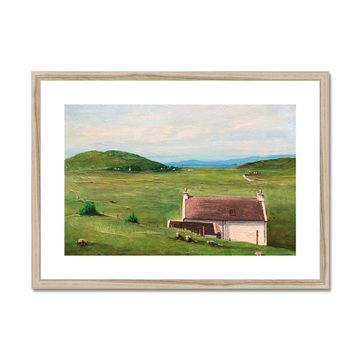 A Skye Cottage Painting | Framed & Mounted Prints From Scotland-Framed & Mounted Prints-Skye Art Gallery-A2 Landscape-Natural Frame-Paintings, Prints, Homeware, Art Gifts From Scotland By Scottish Artist Kevin Hunter