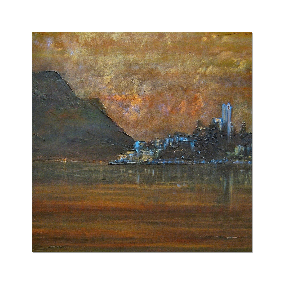 Lake Garda Dusk Italy Painting | Fine Art Prints From Scotland-Unframed Prints-World Art Gallery-24"x24"-Paintings, Prints, Homeware, Art Gifts From Scotland By Scottish Artist Kevin Hunter