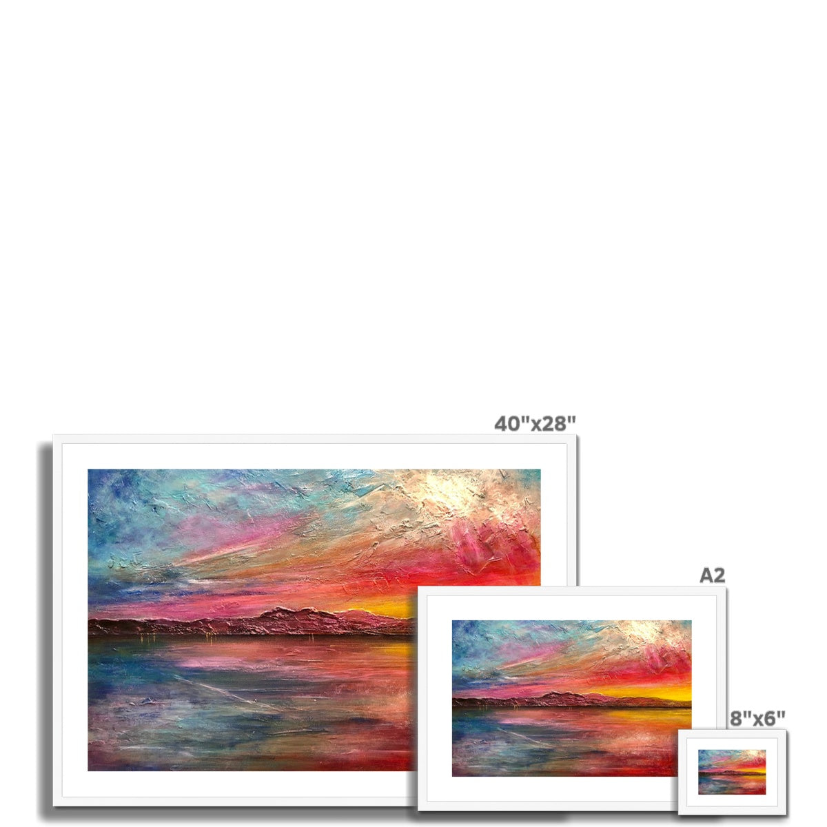Arran Sunset ii Painting | Framed & Mounted Prints From Scotland-Framed & Mounted Prints-Arran Art Gallery-Paintings, Prints, Homeware, Art Gifts From Scotland By Scottish Artist Kevin Hunter