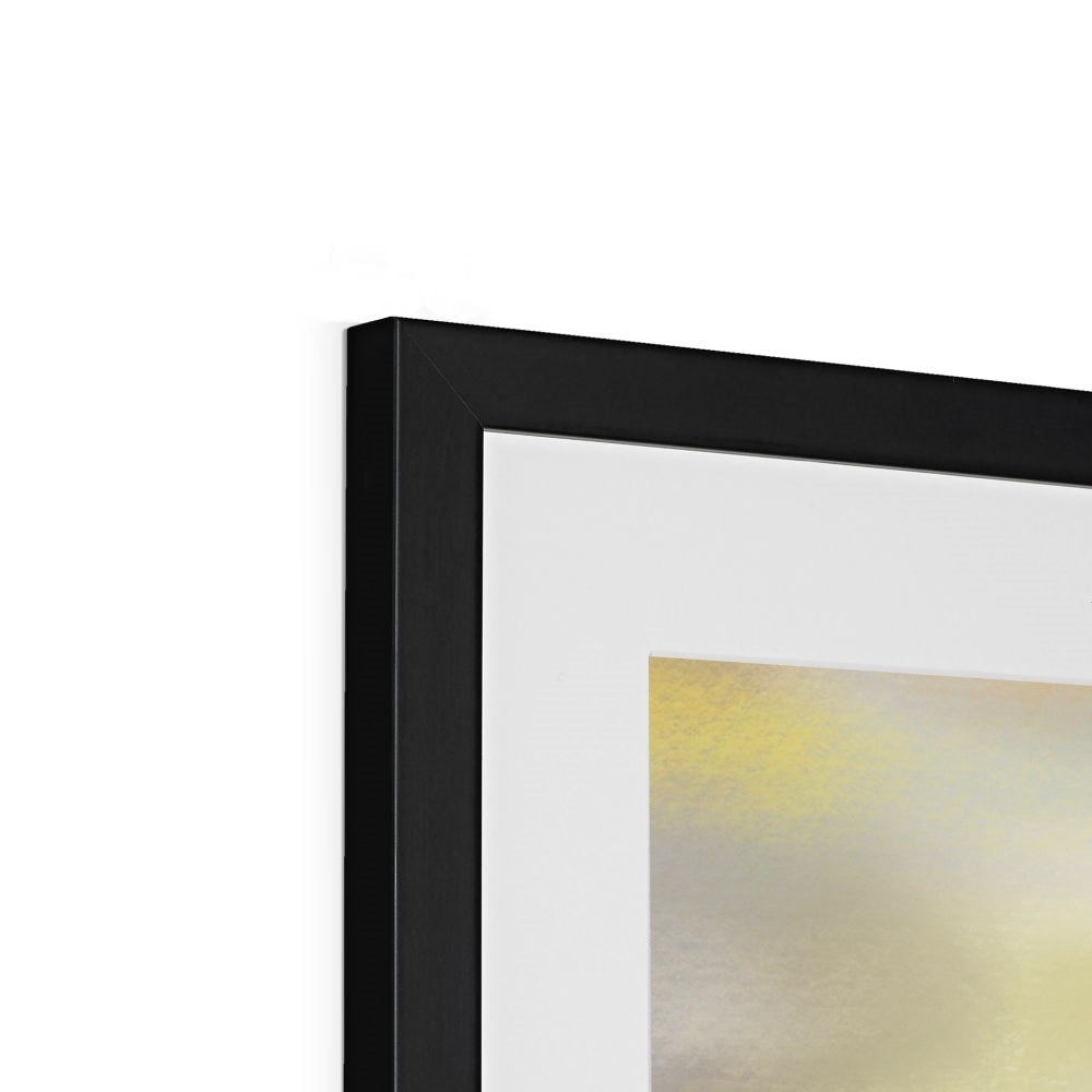 Achiltibuie framed print in black matte frame with white mat and abstract art