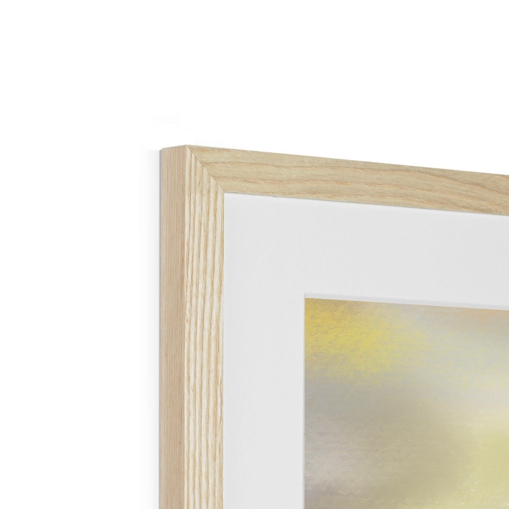Light oak frame with white mat and abstract yellow Achiltibuie artwork