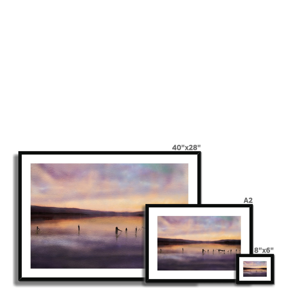 Admiralty Jetty Dusk abstract sunset framed print, 40x28 inches, black frame