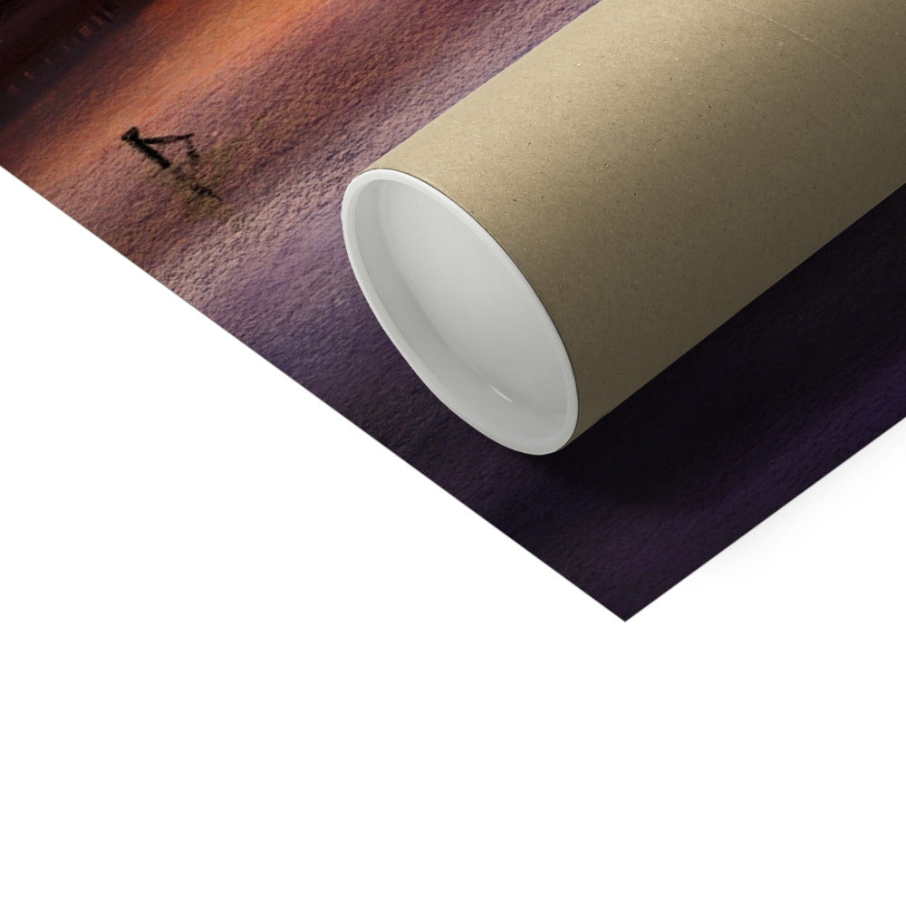 Brown kraft paper tube with white end cap for Admiralty Jetty Dusk Hahnemuhle German Etching Print